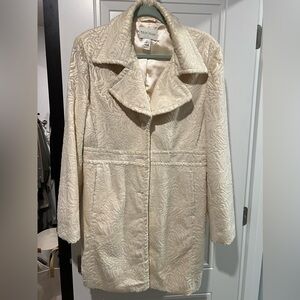 WHBM Coat Size XL textured and soft to the touch. Winter White.